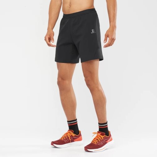 Black Salomon Cross 7'' Men's Shorts | PH 28745Y